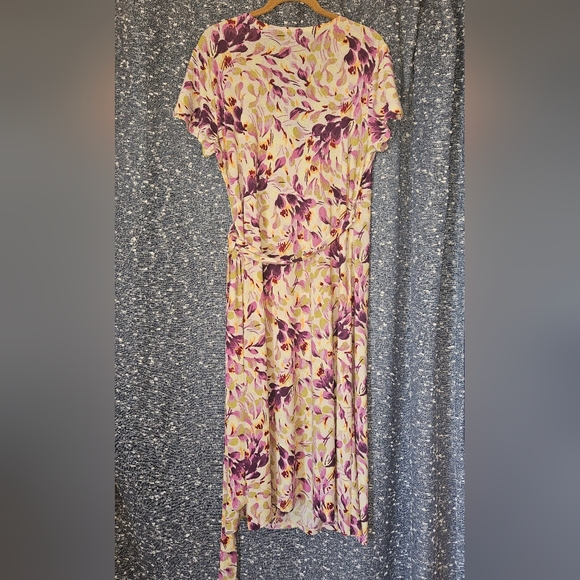 Halogen Floral Wrap Midi  Dress Size Large - Picture 2 of 8